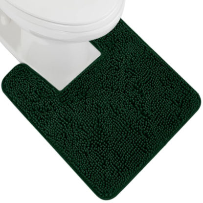 Picture of Gorilla Grip Plush Absorbent Shaggy Chenille Bath Rug Mat for Toilet Base with Rubber Backing, Machine Washable, Microfiber Bathroom Contour Mats for Toilets, Bath Room Decor, Square 22.5x19.5, Hunter
