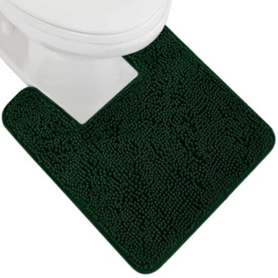 Picture of Gorilla Grip Plush Absorbent Shaggy Chenille Bath Rug Mat for Toilet Base with Rubber Backing, Machine Washable, Microfiber Bathroom Contour Mats for Toilets, Bath Room Decor, Square 22.5x19.5, Hunter