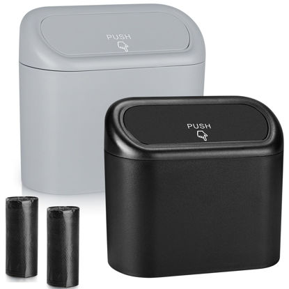 Picture of Accmor Car Trash Can, 2 Pack Mini Vehicle Trash Bin with Lid, Leakproof Car Dustbin Garbage Organizer with 2 Roll Trash Bag, Portable Garbage Bin Car Accessories for Car for Auto, SUV, Truck