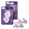 Picture of Philips Avent Soothie 3-18 Months Orthodontic Baby Pacifiers, 100% Silicone Pacifiers, One Piece, BPA-Free, 2 Lilac and 2 Pink, 4 Pack, Model SCF192/70