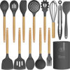 Picture of Silicone Cooking Utensils Kitchen Utensil Set - 446°F Heat Resistant Silicone Kitchen Utensils Set, Spatula,Turner Tongs, Spoon, Brush, Whisk,Kitchen Gadgets for Nonstick Cookware, BPA Free (Gray)