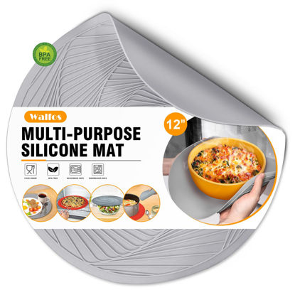 Picture of Walfos 12 Inch Silicone Microwave Mat, Microwave Food Cover, Multi-Purpose Hot Pad, Silicone Trivet, Pot Holders for Kitchen, Non-Slip Heat Resistant Silicone Mat for Microwave, Oven, Hot Pot, Bowl