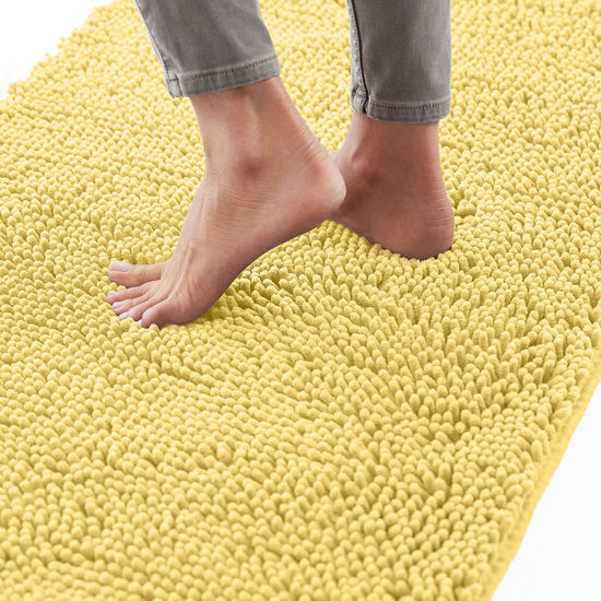 Picture of Gorilla Grip Bath Rug 60x24, Thick Soft Absorbent Chenille, Rubber Backing Quick Dry Microfiber Mats, Machine Washable Rugs for Shower Floor, Bathroom Runner Bathmat Accessories Decor, Yellow