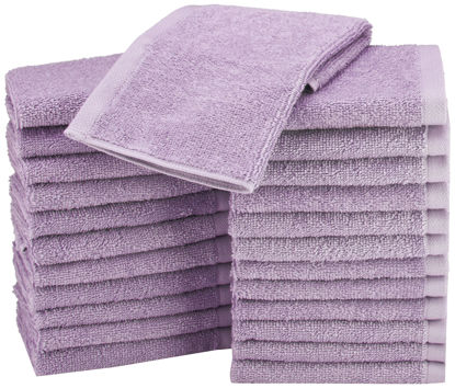 Picture of Amazon Basics face Towels for bathroom, 100% Cotton Extra Absorbent washcloth, Fast Drying - salon towel - 24 Pack Lavender (12 x 12 inches)