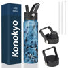 Picture of Konokyo 22oz Stainless Steel Bottles with 3 Lids Sport Insulated Water Bottle,Marble Ocean