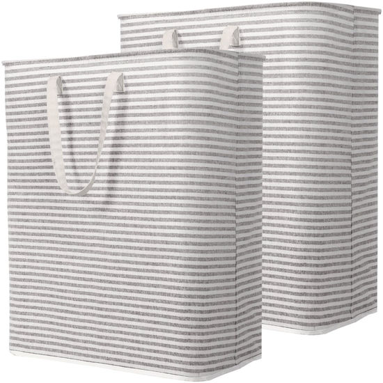 Picture of Lifewit 2 Pack Laundry Hamper Large Collapsible Laundry Baskets, Freestanding Waterproof Clothes Hamper with Easy Carry Handles in Laundry Room Bedroom Bathroom College Dorm for Adults, Grey, 2 x 125L