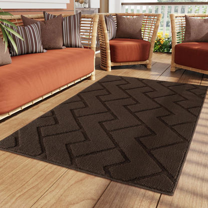Picture of hicorfe Indoor Doormat,Front Back Door Mat Rubber Backing Non Slip Door Mats 36"x59" Absorbent Resist Dirt Entrance Doormat Inside Floor Mats for Entryway Washable Low-Profile(Coffee)