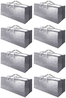 Picture of Cosy Family 8 Pack Heavy Duty Extra Large Moving Bags with Backpack Straps - Strong Handles & Zippers, Storage Totes For Space Saving, Fold Flat, Alternative to Moving Box (Set of 8, Silver)