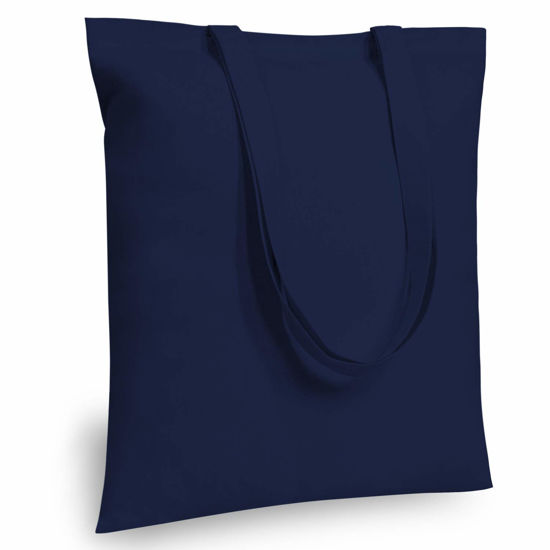 Picture of TOPDesign 6-Pack Economical 16"x15" Navy Blue Cotton Tote Bag, Lightweight Medium Reusable Grocery Shopping Cloth Bags, Suitable for DIY, Advertising, Promotion, Gift, Activity