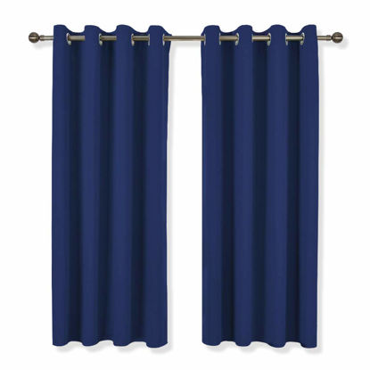 Picture of NICETOWN Blackout Window Curtains and Drapes - Thermal Insulated Solid Grommet Top Blackout Panels/Draperies for Kid's Room (Navy Blue, 1 Pair, 52 x 63 Inch)