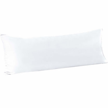 Picture of FLXXIE Body Pillow Cover - Super Soft Microfiber 20x54 Body Pillow Case - Envelope Closure, Wrinkle, Stain Resistant White Body Pillow Cover, 20x54, White