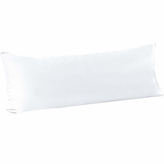 Picture of FLXXIE Body Pillow Cover - Super Soft Microfiber 20x54 Body Pillow Case - Envelope Closure, Wrinkle, Stain Resistant White Body Pillow Cover, 20x54, White
