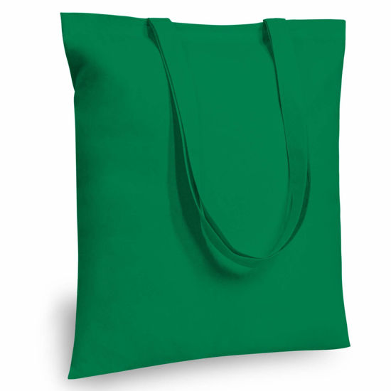 Picture of TOPDesign 6-Pack Economical 16"x15" Kelly Green Cotton Tote Bag, Lightweight Medium Reusable Grocery Shopping Cloth Bags, Suitable for DIY, Advertising, Promotion, Gift, Activity
