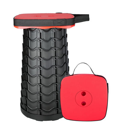 Picture of Boreeman Collapsible Stool, Square Portable Stool, Lightweight Yet More Sturdy with Load Capacity 400lbs, Upgraded Foldable Stool for Camping Fishing Hiking BBQ (Square Red)