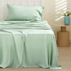 Picture of Bedsure Twin XL Sheet Set Dorm Bedding, Cooling Sheets Twin Extra Long Sheets, Rayon Derived from Bamboo, Deep Pocket Up to 16", Hotel Luxury Silky Bedding Sheets & Pillowcases, Sage Green