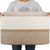 Picture of OIAHOMY 75L Laundry Basket, Extra Large Toy Storage Basket, Rectangle Cotton Rope Storage Basket, Blanket Basket Living Room, Woven Baskets for Storage, 22 x 17 x 12 Inches-Yellow/White