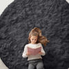 Picture of OLANLY Black Round Rugs for Bedroom - Machine Washable, 7x7 Feet Circle Area Rugs for Living Room, Soft and Fluffy Shaggy Carpet for Teen Girls and Boys, Dorms, Nursery Rooms, Home Decor Aesthetic