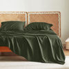 Picture of Bedsure California King Sheet Sets, Cooling Sheets, Rayon Derived from Bamboo, Deep Pocket Up to 16", Breathable & Soft Bed Sheets, Hotel Luxury Silky Bedding Sheets & Pillowcases, Olive Green