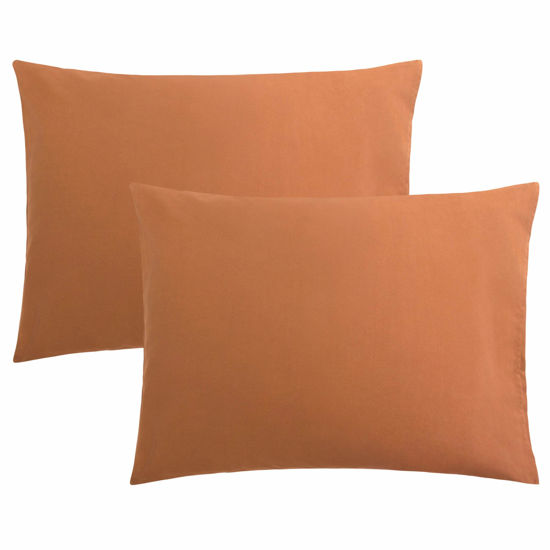 Picture of FLXXIE Microfiber Pillow Cases Standard Size, Soft Pillowcases with Envelope Closure, Wrinkle, Stain Resistant Pillow Covers, 20x26, Tan