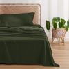Picture of Bedsure Twin XL Sheet Set Dorm Bedding, Cooling Sheets Twin Extra Long Sheets, Rayon Derived from Bamboo, Deep Pocket Up to 16", Hotel Luxury Silky Bedding Sheets & Pillowcases, Olive Green