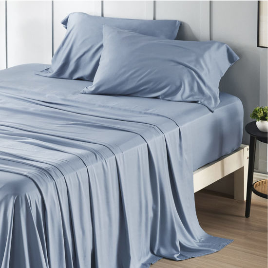Picture of Bedsure Twin Sheets Set, Cooling Sheets Twin Size Bed Set, Rayon Derived from Bamboo, Twin Size Sheets, Breathable & Soft Bed Sheets, Hotel Luxury Silky Bedding Sheets & Pillowcases, Mineral Blue