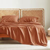Picture of Bedsure Full Size Sheets, Cooling Sheets Full, Rayon Derived from Bamboo, Deep Pocket Up to 16", Breathable & Soft Bed Sheets, Hotel Luxury Silky Bedding Sheets & Pillowcases, Burnt Orange
