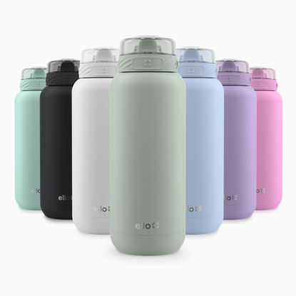 Picture of Ello Cooper 32oz Stainless Steel Water Bottle with Straw and Carry Handle, Double Walled and Vacuum Insulated Metal, Leak Proof Locking Lid with Soft Silicone Spout, Reusable, BPA Free, Sage