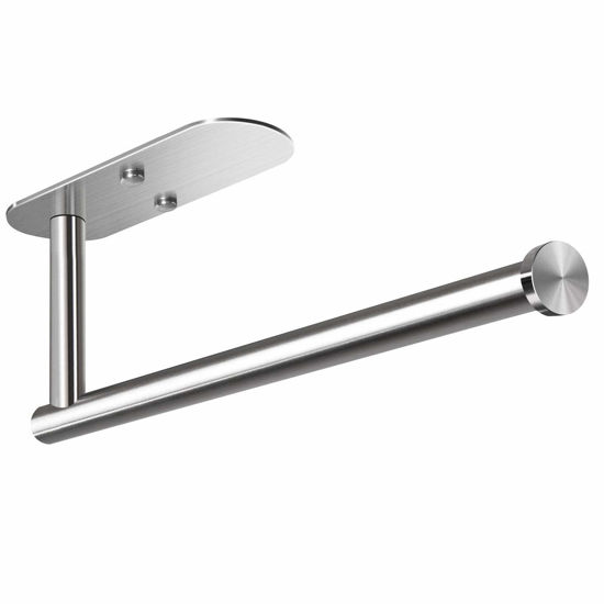 Picture of VAEHOLD Adhesive Paper Towel Holder Under Cabinet Mount, Wall Mounted Paper Towel Roll Holder for Kitchen Paper Towel, SUS304 Stainless Steel（Silvery）