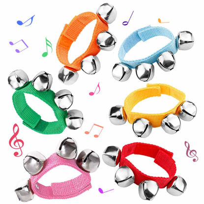 Picture of POPLAY 6 PCS Percussion Instruments, Wrist Bells Jingle Bells Musical Rhythm Toys
