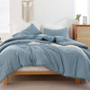 Picture of ROSGONIA King Size Comforter Set Dusty Blue, 3pcs (1 Boho Blue Comforter & 2 Pillowcases) All Season Bedding Lightweight Bedspread Blanket Quilt