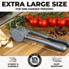 Picture of Zulay Kitchen Large Premium Garlic Press Set - Bigger Bowl for Bigger Garlic - Rust Proof & Dishwasher Safe Garlic Mincer Tool - Easy-Squeeze, Easy-Clean Silicone Garlic Peeler & Brush (Slate)