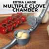 Picture of Zulay Kitchen Large Premium Garlic Press Set - Bigger Bowl for Bigger Garlic - Rust Proof & Dishwasher Safe Garlic Mincer Tool - Easy-Squeeze, Easy-Clean Silicone Garlic Peeler & Brush (Slate)