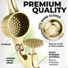 Picture of Zulay Kitchen Large Premium Garlic Press Set - Bigger Bowl for Bigger Garlic - Rust Proof & Dishwasher Safe Garlic Mincer Tool - Easy-Squeeze, Easy-Clean Silicone Garlic Peeler & Brush (Gold)