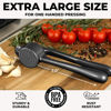 Picture of Zulay Kitchen Large Premium Garlic Press Set - Bigger Bowl for Bigger Garlic - Rust Proof & Dishwasher Safe Garlic Mincer Tool - Easy-Squeeze, Easy-Clean Silicone Garlic Peeler & Brush (Dark Gray)