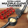 Picture of Zulay Kitchen Large Premium Garlic Press Set - Bigger Bowl for Bigger Garlic - Rust Proof & Dishwasher Safe Garlic Mincer Tool - Easy-Squeeze, Easy-Clean Silicone Garlic Peeler & Brush (Dark Gray)