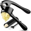 Picture of Zulay Kitchen Large Premium Garlic Press Set - Bigger Bowl for Bigger Garlic - Rust Proof & Dishwasher Safe Garlic Mincer Tool - Easy-Squeeze, Easy-Clean Silicone Garlic Peeler & Brush (Black)