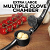 Picture of Zulay Kitchen Large Premium Garlic Press Set - Bigger Bowl for Bigger Garlic - Rust Proof & Dishwasher Safe Garlic Mincer Tool - Easy-Squeeze, Easy-Clean Silicone Garlic Peeler & Brush (Black)
