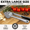 Picture of Zulay Kitchen Large Premium Garlic Press Set - Bigger Bowl for Bigger Garlic - Rust Proof & Dishwasher Safe Garlic Mincer Tool - Easy-Squeeze, Easy-Clean Silicone Garlic Peeler & Brush (Chrome)