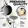 Picture of Zulay Kitchen Large Premium Garlic Press Set - Bigger Bowl for Bigger Garlic - Rust Proof & Dishwasher Safe Garlic Mincer Tool - Easy-Squeeze, Easy-Clean Silicone Garlic Peeler & Brush (Chrome)