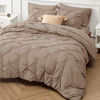 Picture of Bedsure Twin Comforter Set with Sheets - 5 Pieces Twin Bedding Sets, Pinch Pleat Khaki Twin Bed in a Bag with Comforter, Sheets, Pillowcase & Sham, Kids Bedding Set