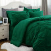 Picture of Bedsure Twin Comforter Set with Sheets - 5 Pieces Bedding Sets, Pinch Pleat Dark Green Bed in a Bag with Comforter, Pillowcase & Sham