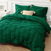 Picture of Bedsure Twin Comforter Set with Sheets - 5 Pieces Bedding Sets, Pinch Pleat Dark Green Bed in a Bag with Comforter, Pillowcase & Sham