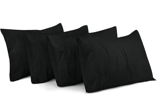 Picture of Utopia Bedding Queen Pillow Cases - Pack of 4 - Envelope Closure - Soft Brushed Microfiber Fabric - Shrinkage and Fade Resistant Pillow Covers Queen Size 20 X 30 Inches (Queen, Black)