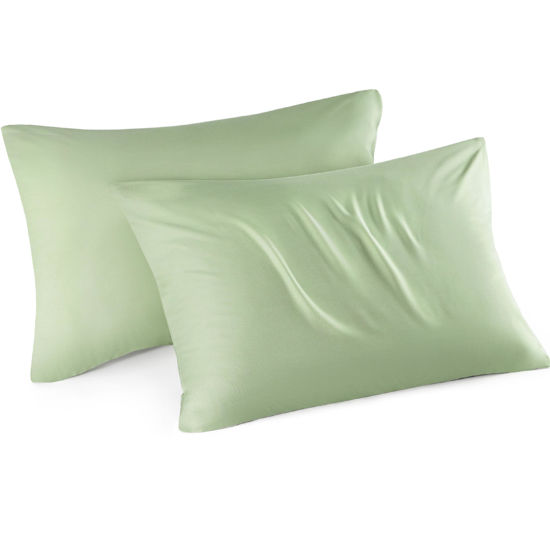 Picture of Bedsure Cooling Pillow Cases Standard Size 2 Pack, Rayon Derived from Bamboo Cooling Pillowcase for Hot Sleepers, Soft & Breathable Cool Pillow Covers with Zipper, Gifts, Sage Green, 20x26 Inches