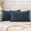 Picture of MIULEE Pack of 2 Corduroy Decorative Throw Pillow Covers 12x20 Inch Soft Boho Striped Pillow Covers Modern Farmhouse Home Decor for Sofa Living Room Couch Bed Blue