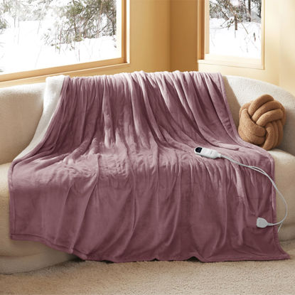 Picture of Bedsure Electric Blanket Full Size - Soft Flannel Heated Blanket, Fast Heating with 10 Time Settings & 6 Heat Settings, Warm Gift for Grandma (72x84 inches, Woodrose)