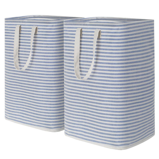 Picture of Lifewit 2 Pack Laundry Hamper Large Collapsible Laundry Baskets, Freestanding Waterproof Clothes Hamper with Easy Carry Handles in Laundry Room Bedroom Bathroom College Dorm for Adults, Blue, 2 x 80L
