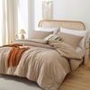 Picture of ROSGONIA Oversized King Comforter Taupe Brown, 3pcs(1 Boho Tan Comforter & 2 Pillowcases), Lightweight Oversized King Size Comforter Sets Soft Bedding