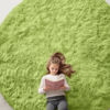 Picture of OLANLY Grass Green Round Rugs for Bedroom - Machine Washable, 9x9 Feet Circle Area Rugs for Living Room, Soft Fluffy Shaggy Carpet for Teen Girls and Boys, Nursery Rooms, Dorms, Home Decor Aesthetic