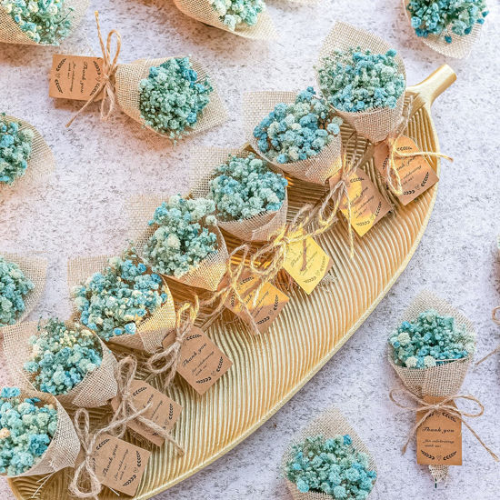 Picture of 20-Piece set Mini Magnet Dried Flowers Bouquet for Rustic Wedding Favors,Baby Shower Party Favors for Guests,Bridal Shower Party Gifts,Baptism Favors,Thank You Favor. (Blue)
